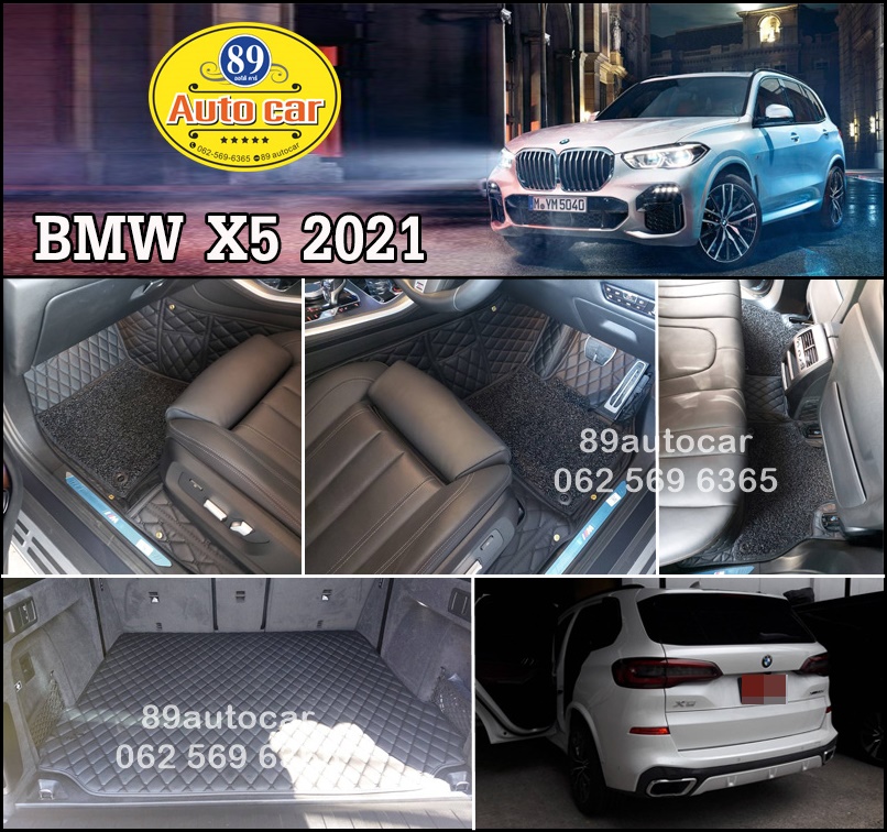 ผลิตพรมปูพื้นรถยนต์ BMW X5 2021 ปูพรม7D สีดำล้วน + ท้าย