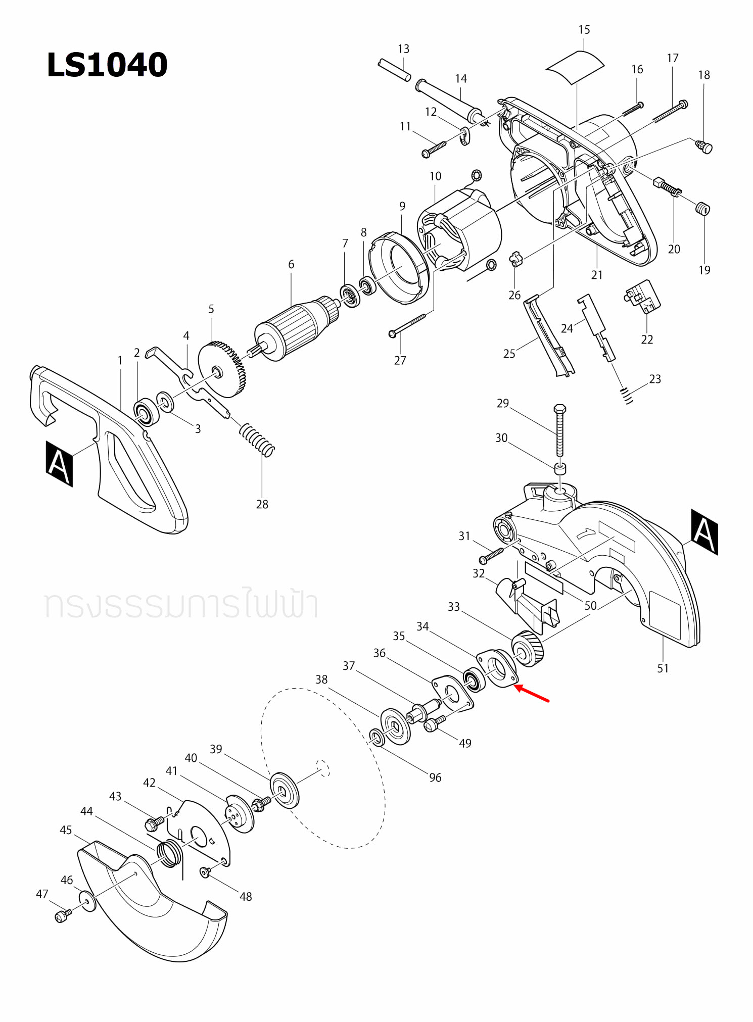 BEARING BOX แท่นตัดองศา Makita มากีต้า LS1040 [#34] Pn.316821-3 (แท้) ##