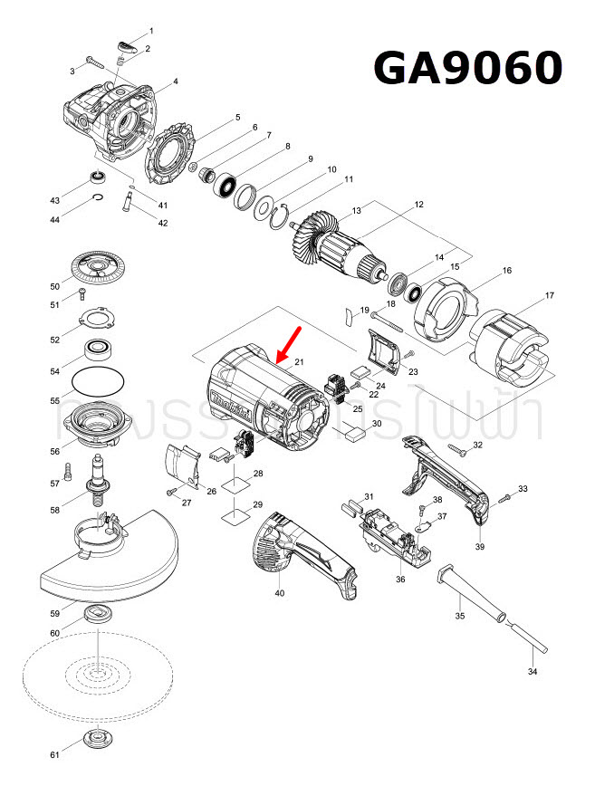 เสื้อฟิลคอยล์ หินเจียร Makita GA7060, GA9060 Pn.456240-2 (แท้) ##