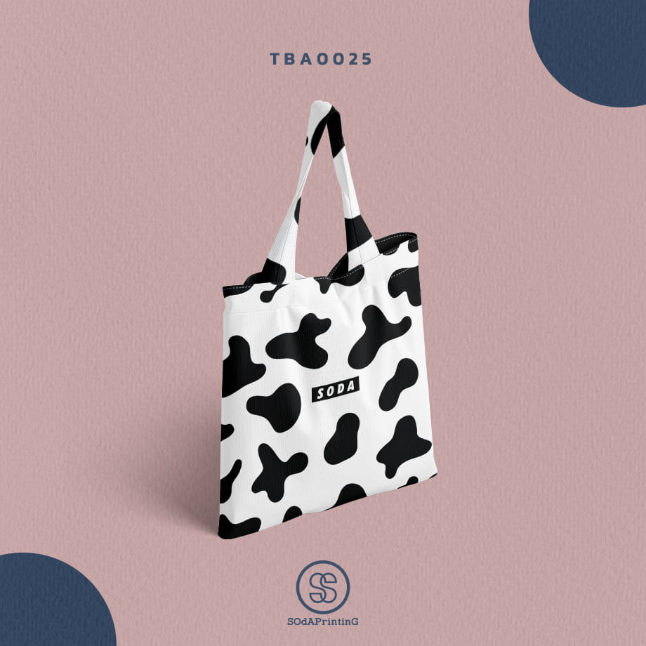 กระเป๋าผ้าแคนวาส พิมพ์ลาย SOdA Cow TBA0025 #SOdABag #SOdAPrintinG #กระเป๋า #กระเป๋าผ้า