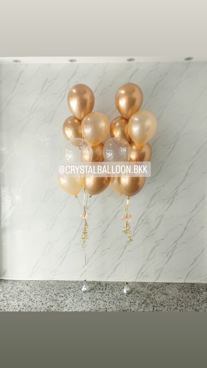 ลูกโป่ง วันเกิด ช่อลูกโป่ง 7 ลูก 2 ช่อ Theme Copper พร้อมตกแต่ง สามารถเปลี่ยนสีลูกโป่งได้