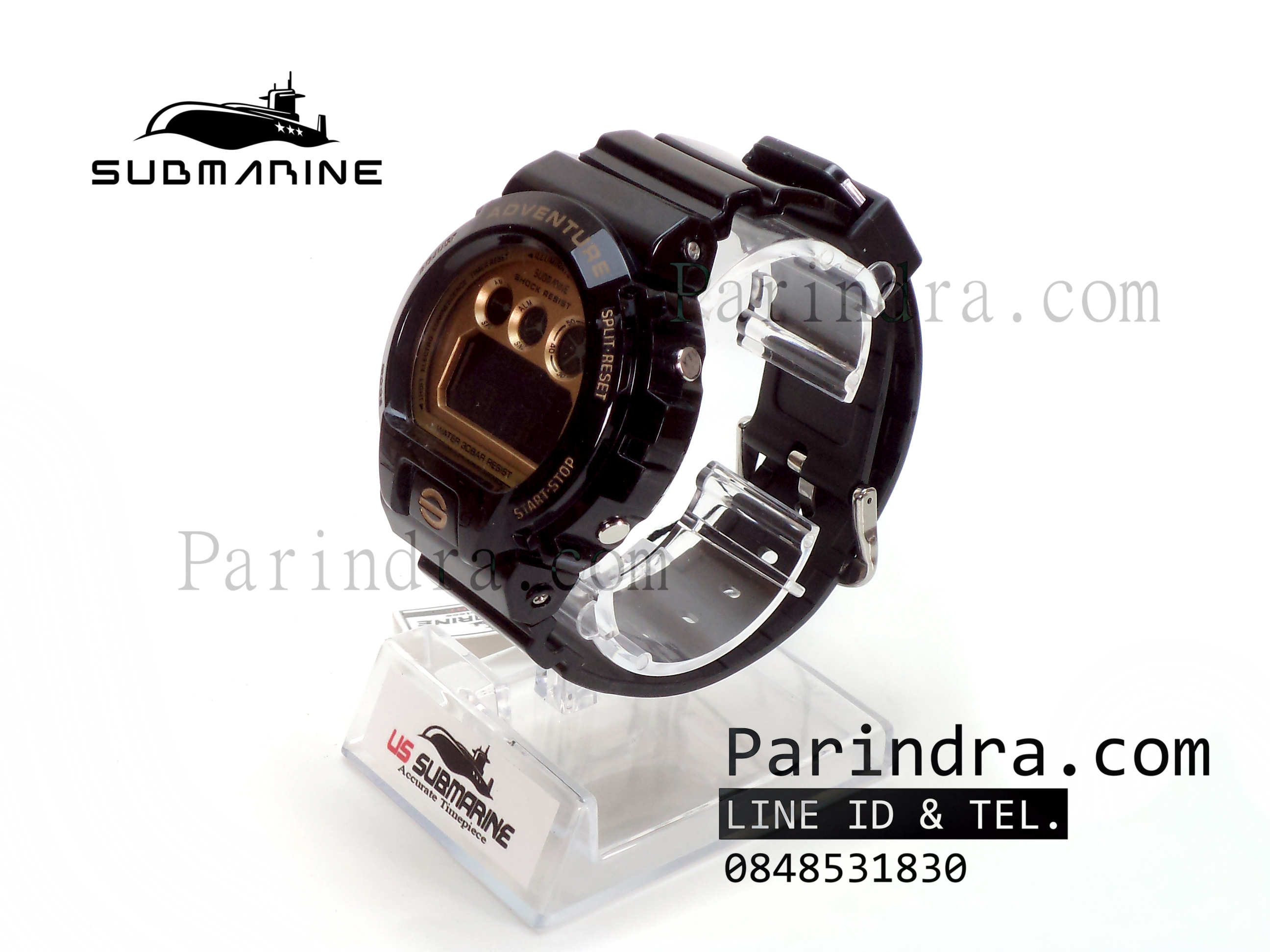 นาฬิกา US submarine Adventure Protector รุ่น TP1279M สีดำตัดทอง พื้นหลังดำ