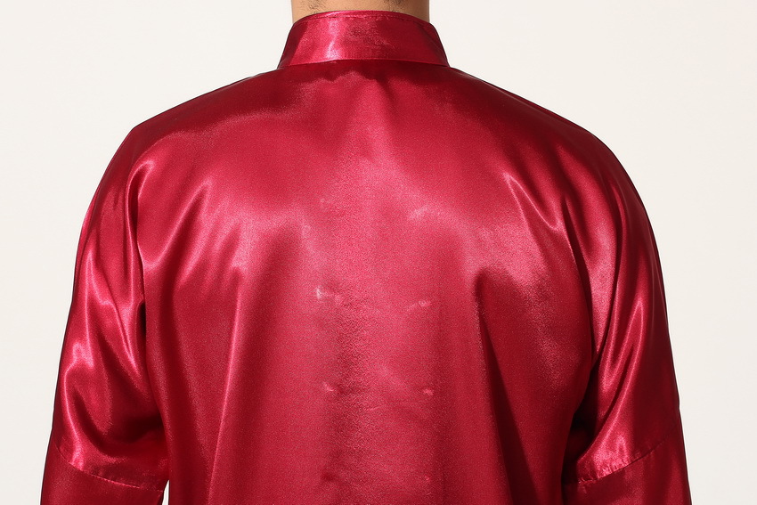 Pre-order ชุดจีนชาย แขนยาว ผ้าแพร สีแดง