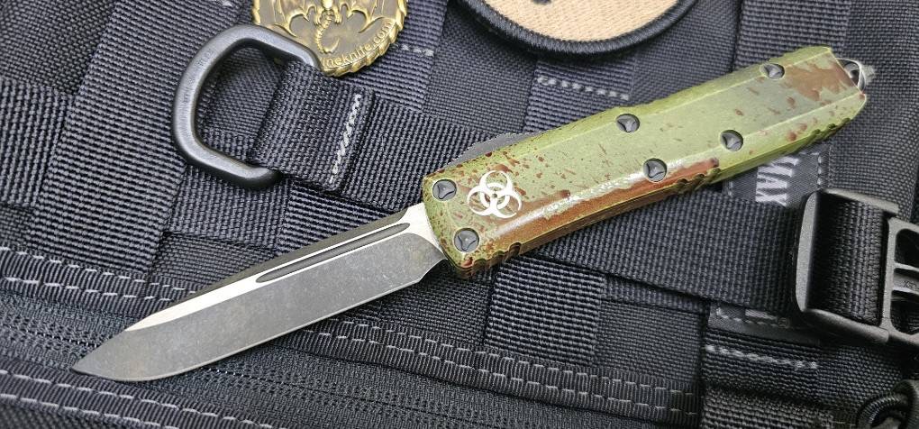 MICROTECH UTX-85 OTF AUTOMATIC KNIFE OUTBREAK 3" M390 DROP POINT