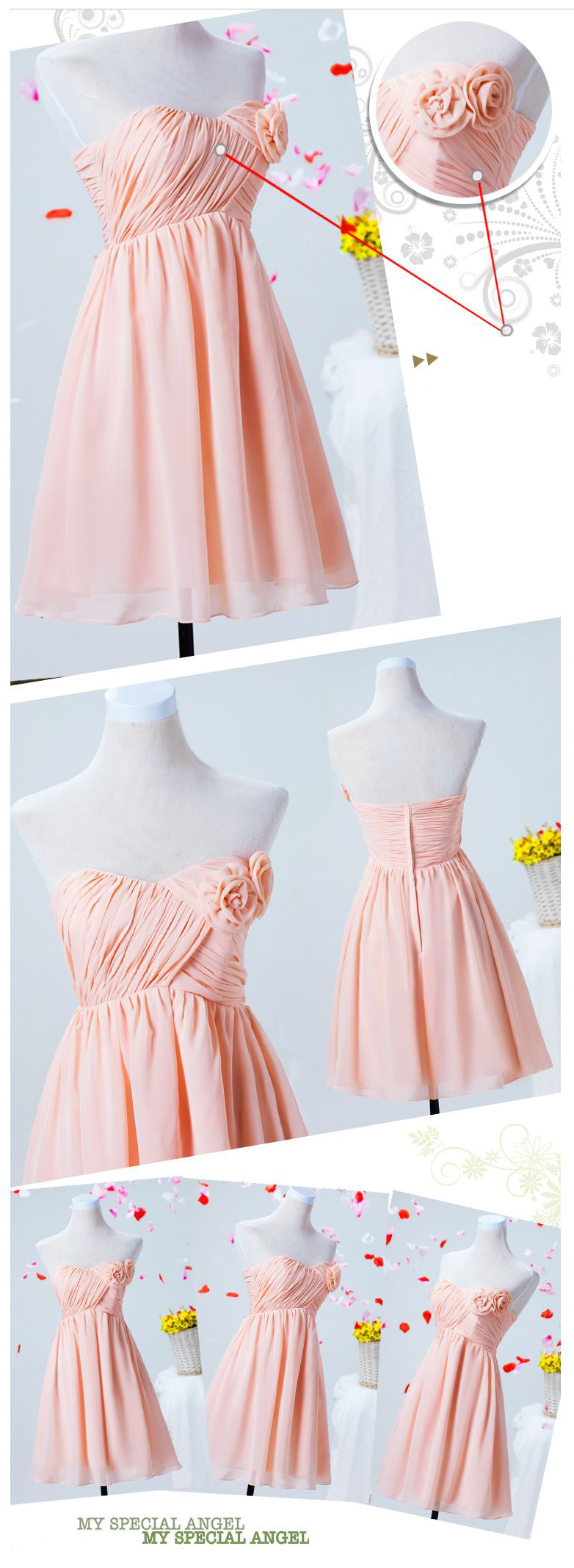 พร้อมเช่า ชุดราตรีสั้น สีชมพูอ่อน ชุดเพื่อนเจ้าสาว Pink-001C