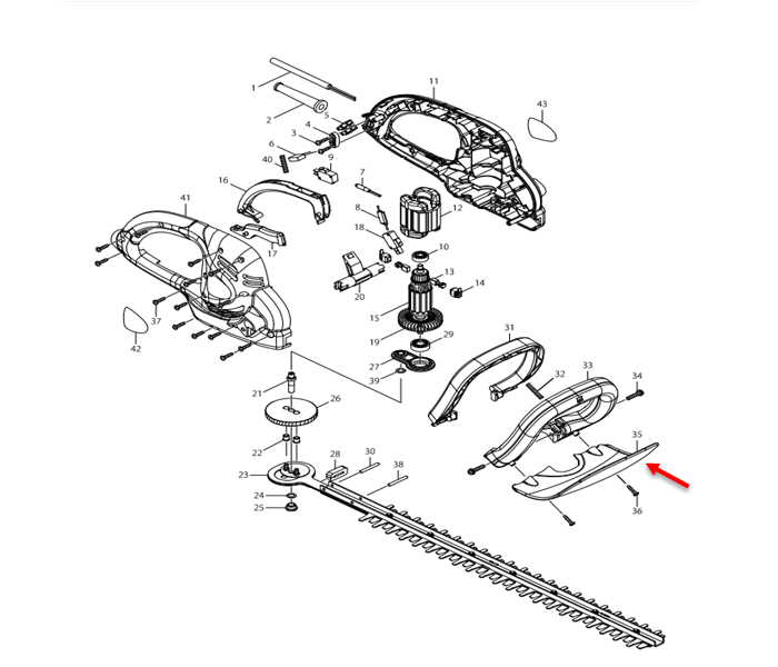 Protector Complete เครื่องตัดแต่งกิ่งแบบไฟฟ้า Makita UH4861, UH5261 [#35] Pn.140829-3 (แท้) ##