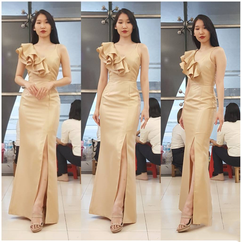 ชุดเพื่อนเจ้าสาว ชุดราตรียาว Phlox - V-neck ruffles top & Mermaid skirt