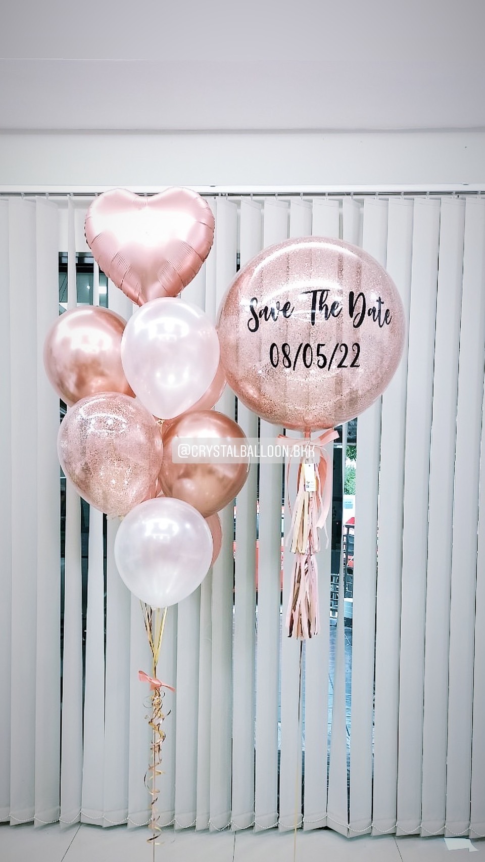 ลูกโป่ง งานแต่ง Bubble ขนาด 24" Theme สีโรสโกล พร้อม ช่อลูกโป่งฟอยล์หัวใจ ขนาด 18" 9 ลูก 1 ช่อ,ลูกโป่งใส ใส่กลิตเตอร์ พร้อมตกเเต่ง สามารถเปลี่ยนสีลูกโป่ง/เปลี่ยนข้อความ/เปลี่ยนขนาด/เปลี่ยนสี-ฟอยล์ตกแต่งได้