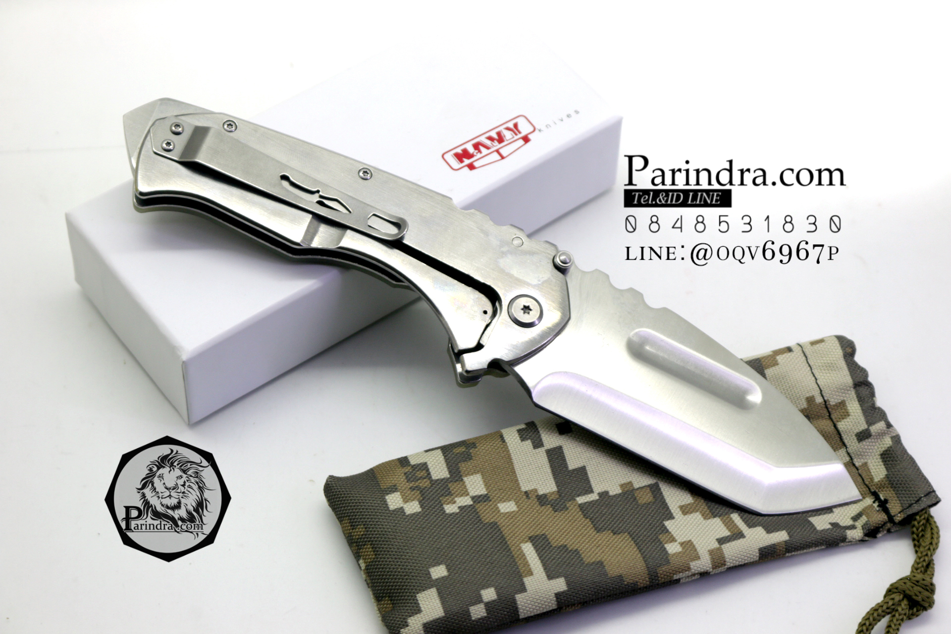 มีดพับ Navy รุ่น K801C สีเขียวทหาร ด้าม G10 ทรงสวย ของแท้ 100%