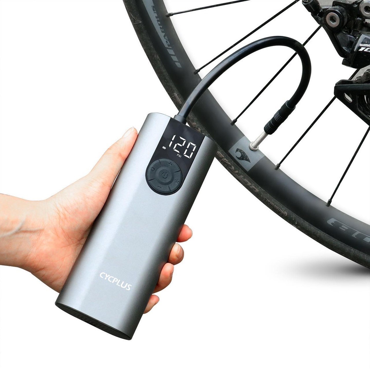 สูบลมเอนกประสงค์ CYCPLUS A8 ELECTRIC AIR PUMP สามารถสูบลมได้สูงสุดถึง 150Psi ทนทาน แบตอึดครับ