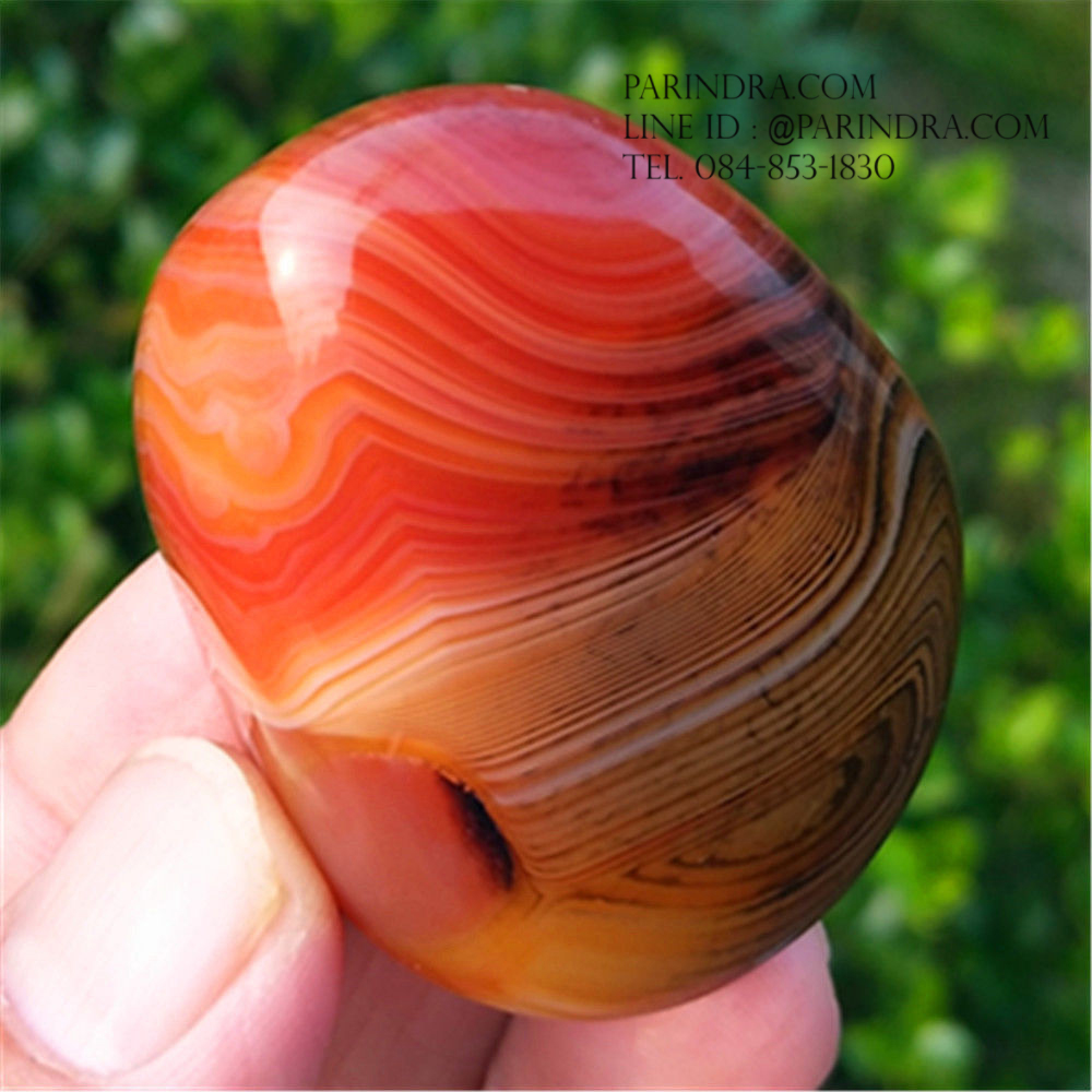 หินอาเกต AGATE แบบก้อน ลวดลายสีน้ำตาลส้ม AGT013