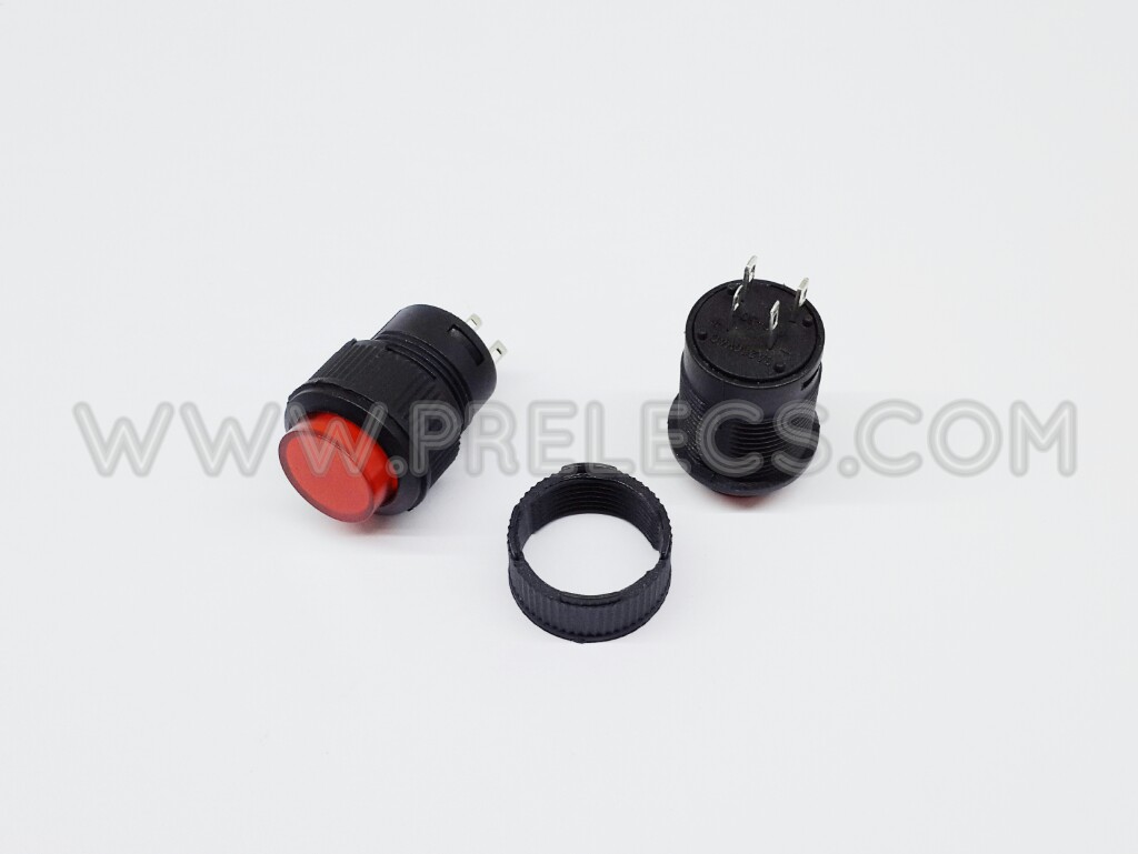 Push button switch กดติดปล่อยดับ มีไฟ 3V สีแดง