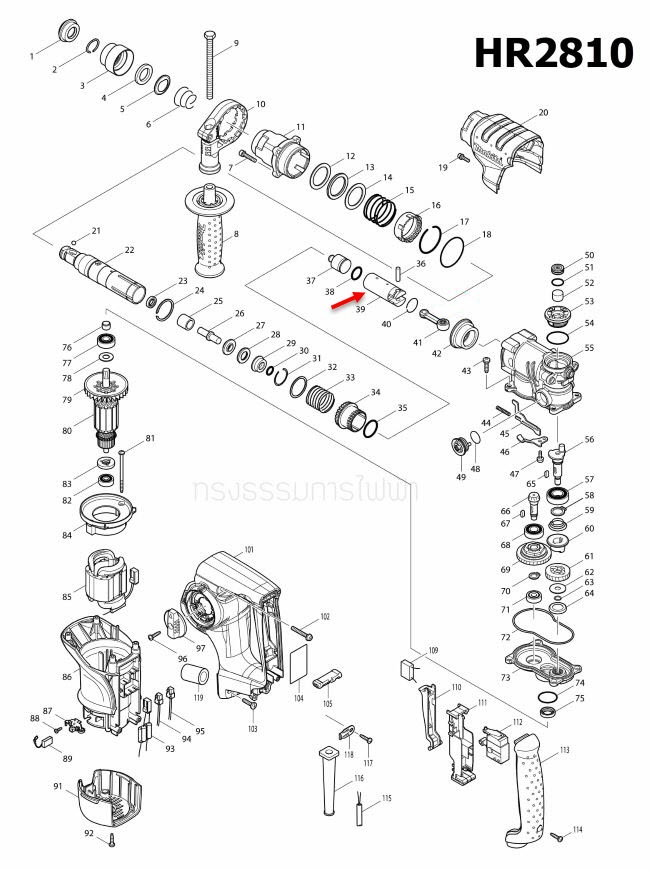 PISTON CYLINDER Makita มากีต้า HR2810 [#39] Pn.331776-1 (แท้) ##(*)
