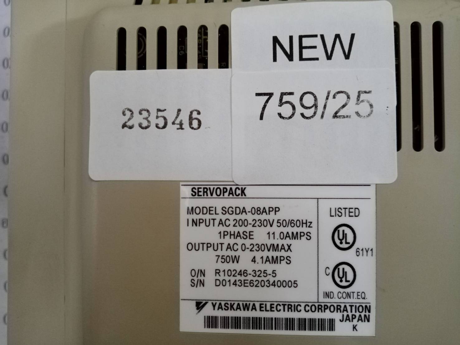 SGDA-08APP SERVO DRIVE “ YASKAWA ”