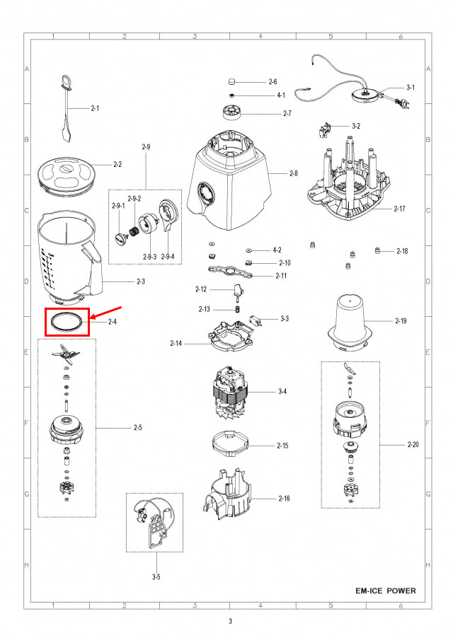 ยางรองโถปั่น SHARP (ชาร์ป) รุ่น EM-ICE-POWER Pn.9J506 (แท้)