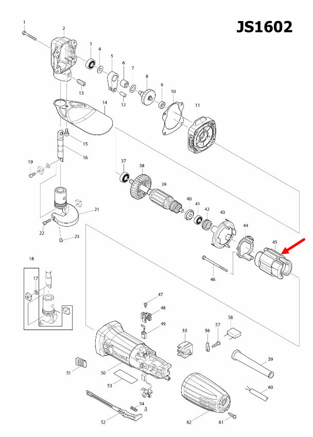 ฟิลคอยล์ กรรไกรไฟฟ้า Makita มากีต้า JS1602, JS1601, JS1000 (แท้) ##