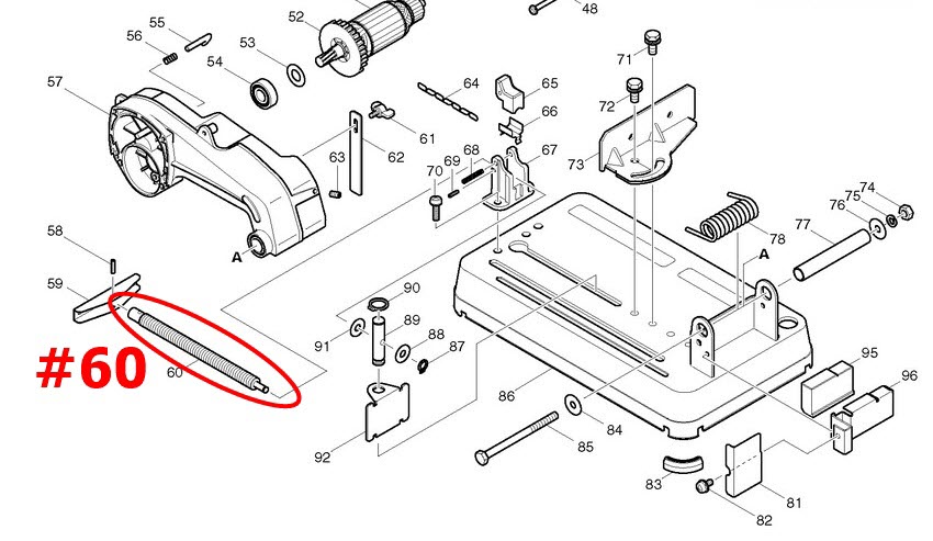 แกนน็อตจับชิ้นงาน Maktec, Makita MT240, MT241, MT243, LW1400, M2401B [#60] Pn.326802-9 (แท้) ##