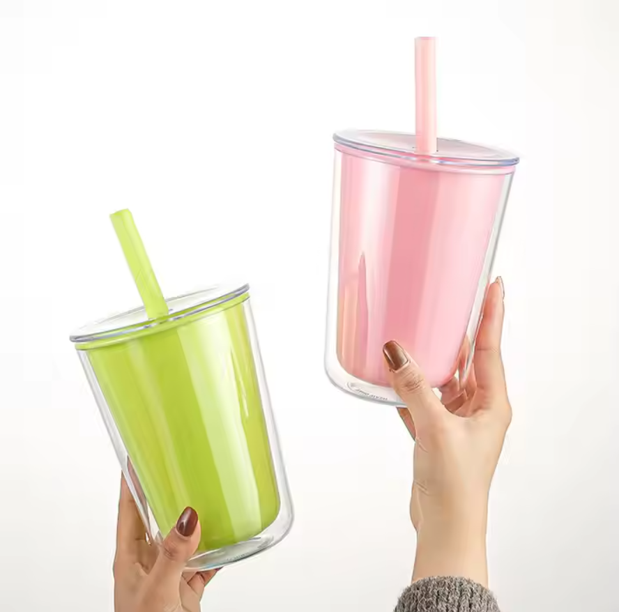 แก้วพลาสติก Double wall พร้อมหลอด 24ออนซ์/720 ml