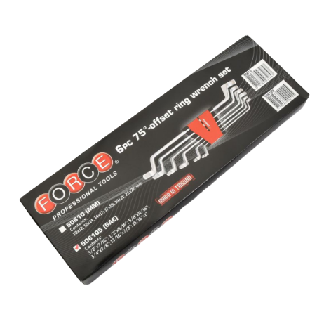 ชุดประแจแหวน 75องศา (6ชิ้น) ฟอร์ซ (FORCE) [หน่วยนิ้ว] Pn.50610S