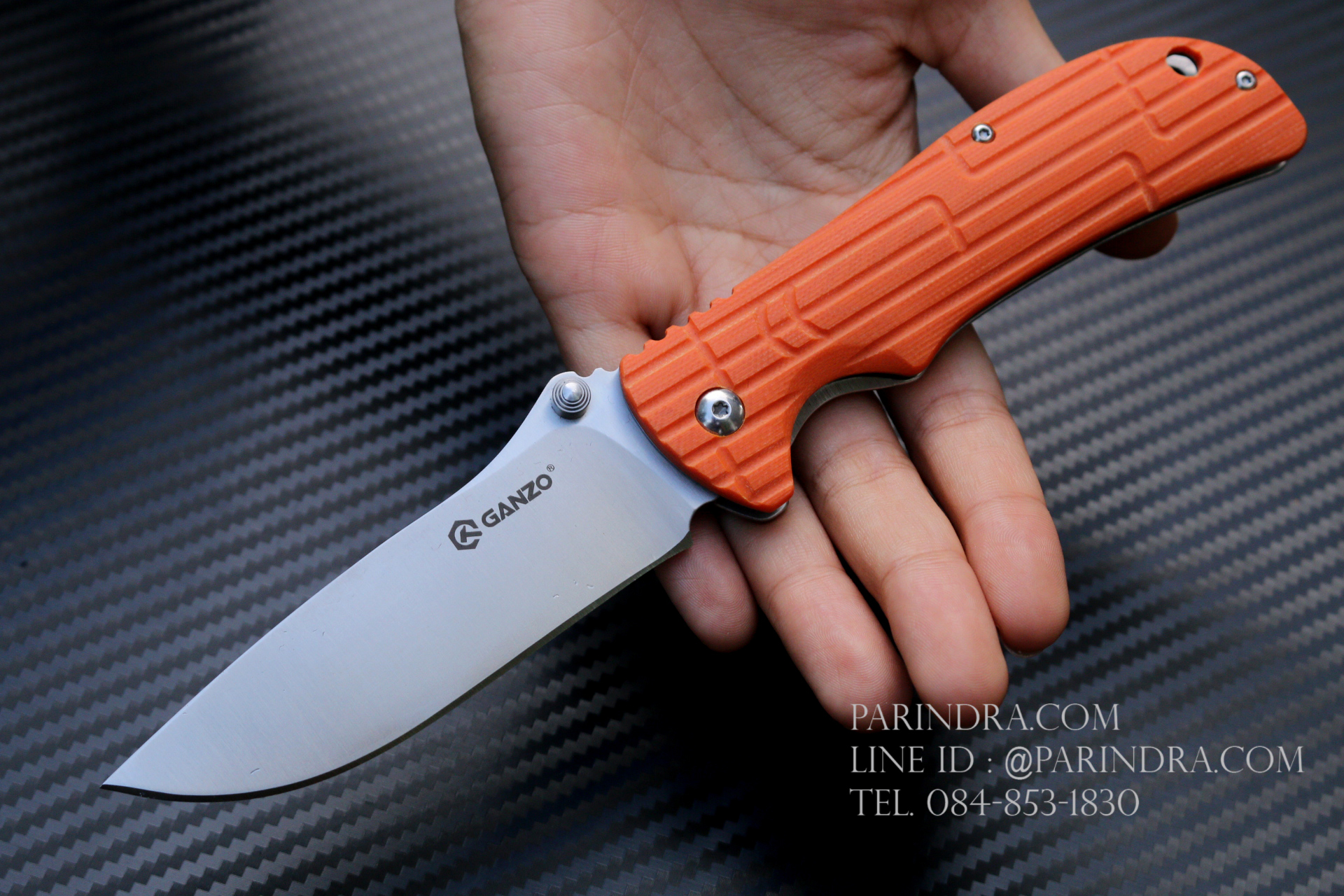 มีดพับ Ganzo กานโซ่ รุ่น G723 OR สีส้มแสด หนาถึก แข็งแกร่ง ของแท้ 100%