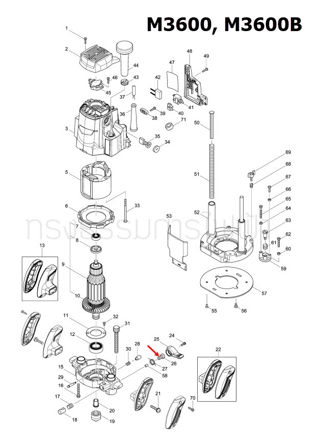 SET BOLT M8X16 เราท์เตอร์ Maktec มาคเทค, Makita มากีต้า MT360, MT362, M3600, M3600B [#26] Pn.266335-1 (แท้) ##
