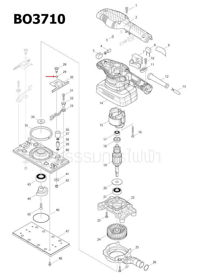 O-RING 6 เครื่องขัดกระดาษทรายสั่น Makita มากีต้า BO3710 [#29] Pn.213045-1 (แท้) ##