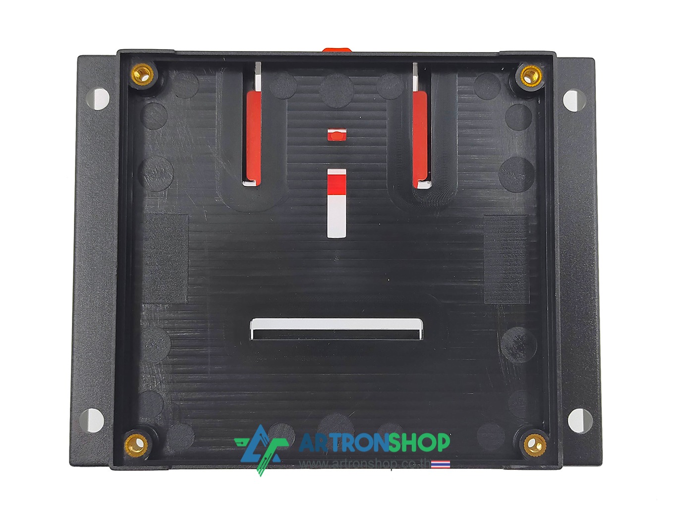 กล่องใส่บอร์ดอิเล็กทรอนิกส์ ติดรางปีกนก ขนาด 115 x 90 มิลลิเมตร สีดำ