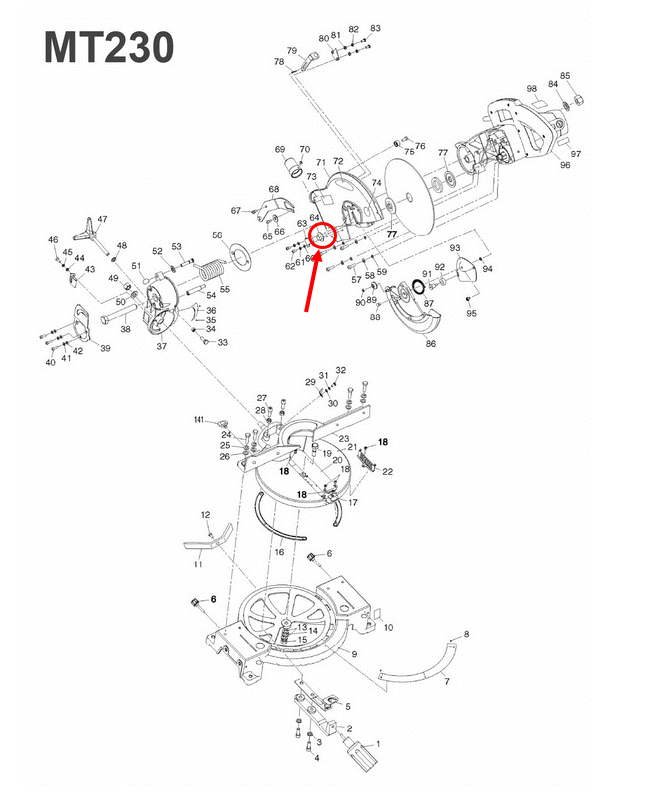 BLADE LOCK BOLT แท่นตัดองศา Maktec, Makita MT230 [#64], M2300, M2300B [#1] Pn.JM23000054 (แท้) ##
