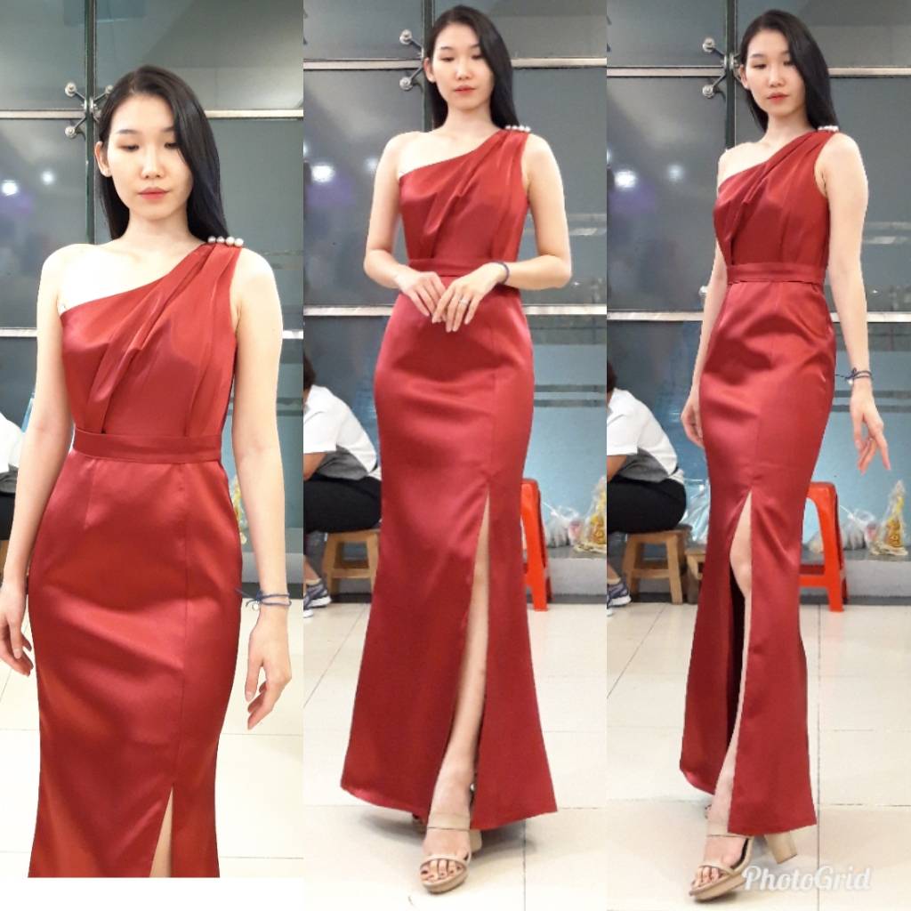 ชุดเพื่อนเจ้าสาว ชุดราตรียาว Vanda - One-shoulder drape top & Mermaid skirt