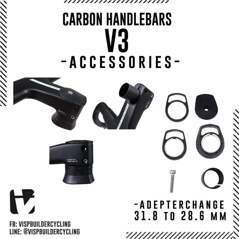 แฮนด์อินทิเกรต Visp Builder รุ่น V3 Integrated Aero handlebar รองรับซางตะเกรายบ OD2 Full Carbon