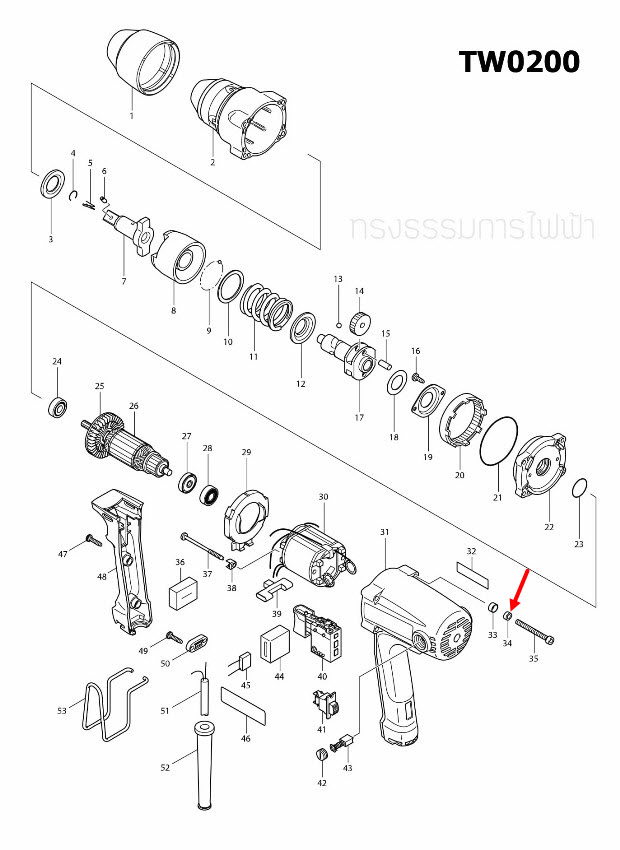 URETHANE RING 5 บล็อคไฟฟ้า Makita มากีต้า TW0200 [#34] Pn.262001-8 (แท้) ##