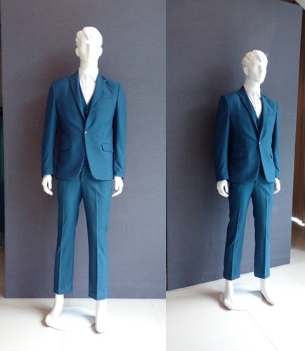 พร้อมเช่า ชุดสูทชาย สีฟ้าน้ำทะเล (พร้อมเสื้อกั๊ก)