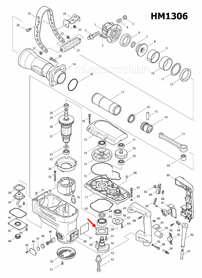 BEARING RETAINER 65 สกัด เจาะพื้น มากีต้า Makita HM1306 [#58] Pn.285730-6 (แท้) ##