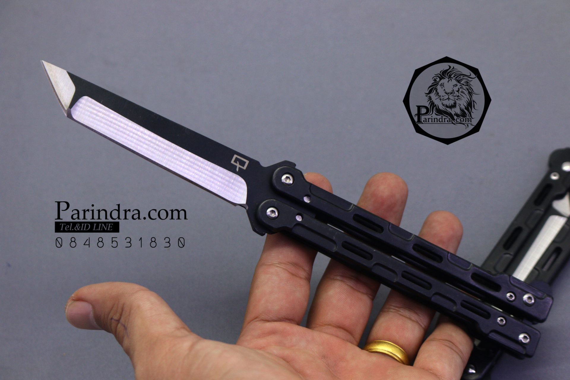 มีดบาลีซอง Balisong มีดควง มีดปีกผีเสื้อ ปลาย Tanto ด้ามสีดำ BLA018