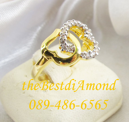 BR203+++แหวนหัวใจเกี่ยวรัก++แบบน่ารักมากๆๆๆ เป็นรูปหัวใจ 2 ดวงเกี่ยวกัน เพชรไม่ใหญ่มาก ใส่ติดนิ้วได้สบายๆ