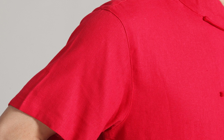 Pre-order ชุดจีน เสื้อจีนชาย แขนสั้น ผ้าฝ้าย สีขาว ปักลายมังกร