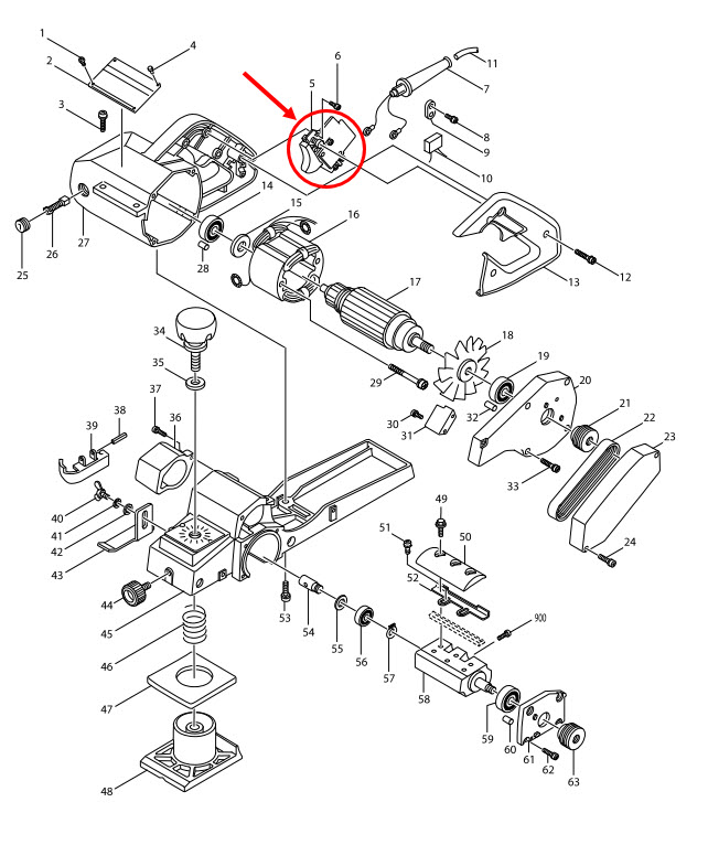สวิทช์ กบไฟฟ้า Makita 1100, 1600, 1805B, 5103N, 5401N, 9105 (แท้) ##