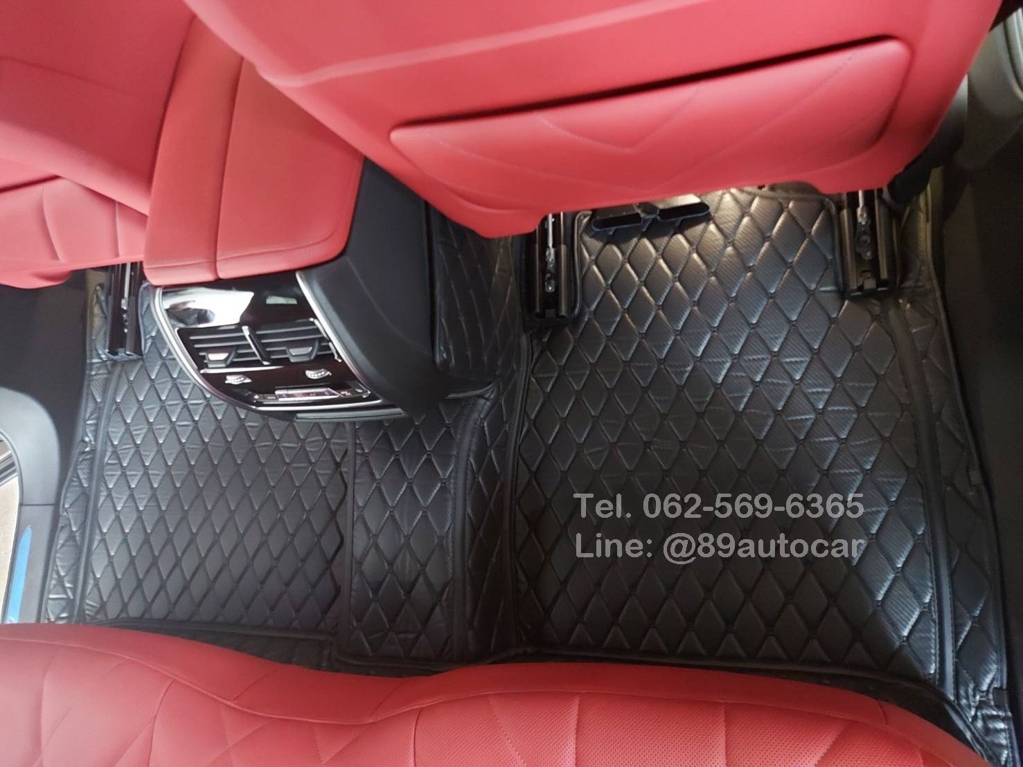 พรมรถยนต์ BMW XM G09 ปูพรม6D สีดำด้ายดำ ลายเคฟล่า + ท้าย