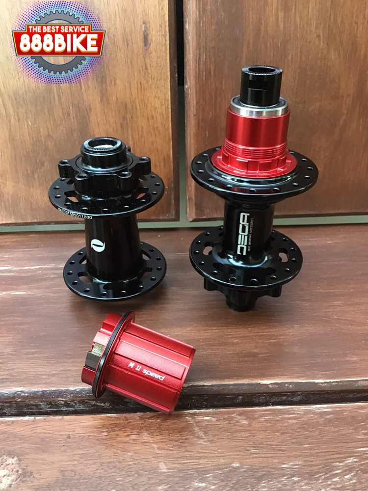 ดุมดิส ดุมเสือภูเขา DECA โม่ Sram + Shimano, ลูกปืน BEARING 32H สีดำ ( ดุมหน้า 15 ดุมหลัง 12 )(ไม่รวมแกนปลด)