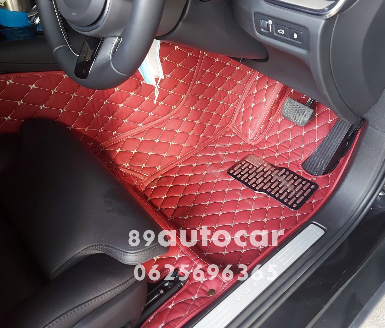 พรมรถยนต์ Volvo V60 2020 ปูพรม6D สีแดงไวน์ + ท้าย