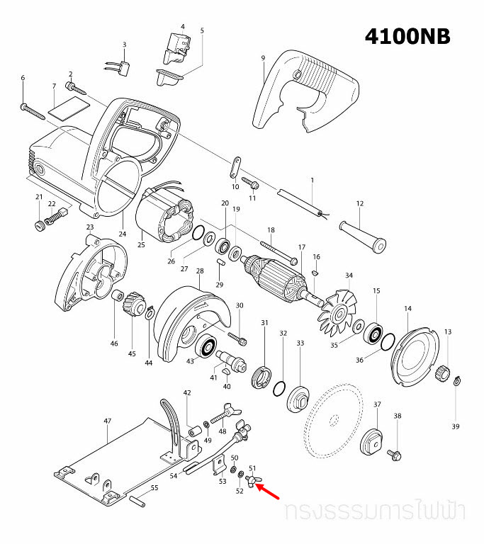 น๊อตหางปลา M5X10 เราท์เตอร์, เครื่องตัดคอนกรีต Makita 2414 [#12], 3612BR [#34], 4100NB [#51], 4100NH [#52], 1100 [#40] Pn.924206-5 (แท้) ##