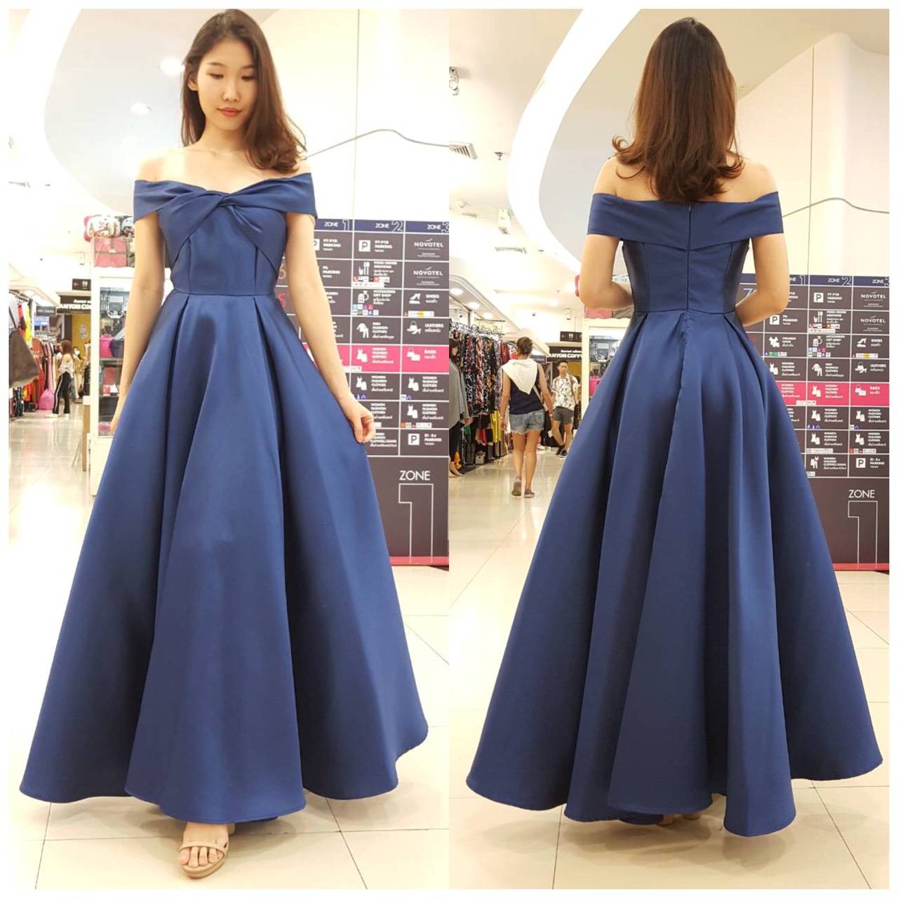 ชุดเพื่อนเจ้าสาว สีน้ำเงิน รวมแบบ ตัวอย่าง สั่งสีและแบบอื่นๆได้ เช่า 500