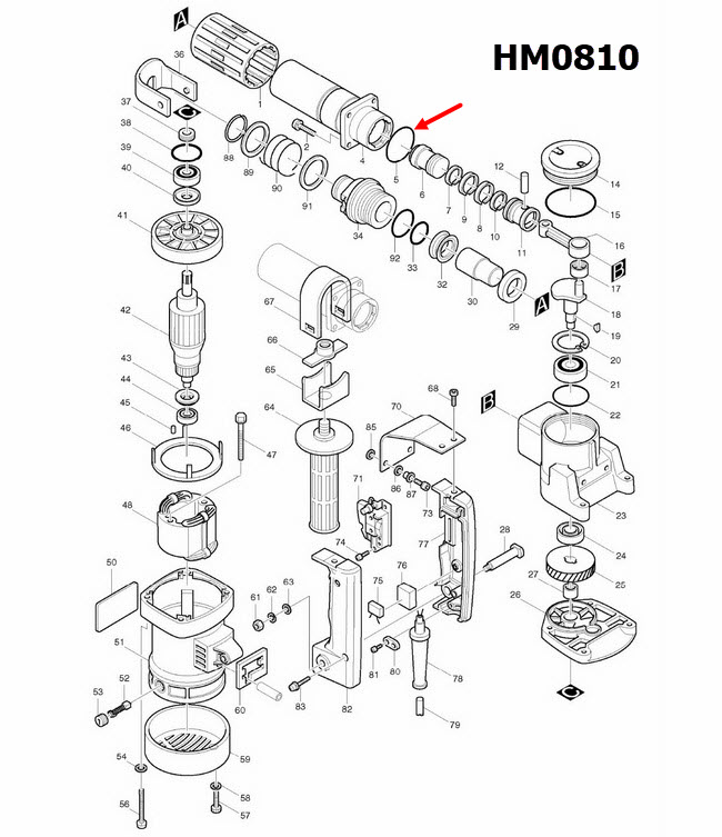 โอริง สกัดไฟฟ้า Makita HM0810 [#5], HM0810T, TA [#4] Pn.213554-0 (แท้) ##