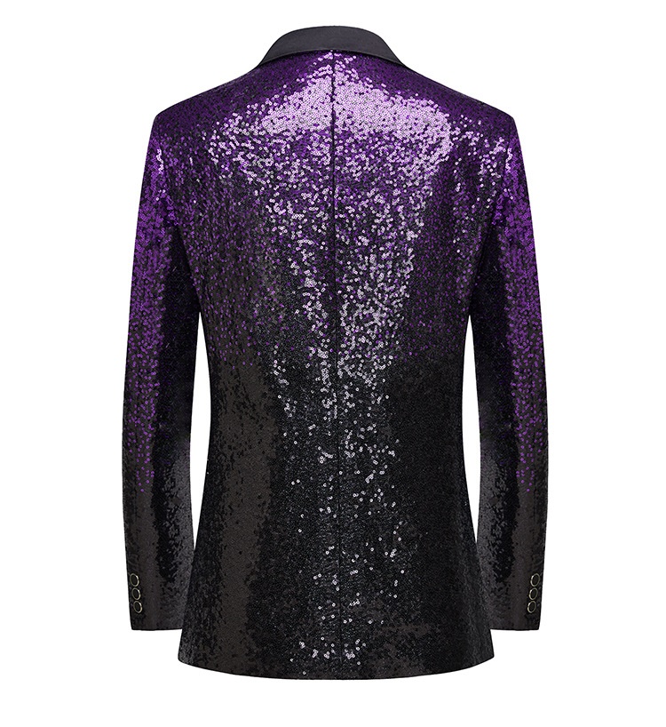 Pre-order เสื้อสูทชาย สูทแฟชั่น สูทกลิตเตอร์ ไล่สี สีม่วงดำ