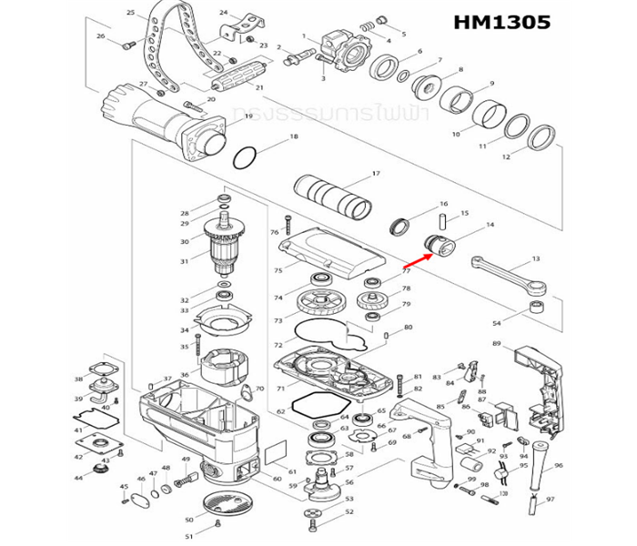 ลูกสูบ แย็ก, สกัด Makita HM1305, Hitachi PH65A (ใช้ Spec เดียวกัน)