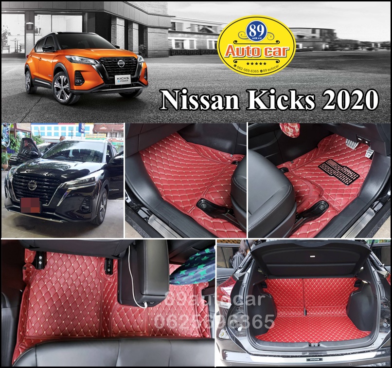 พรมรถยนต์ Nissan Kicis 2022 ปูพรม6D สีแดงไวน์ เต็มคัน