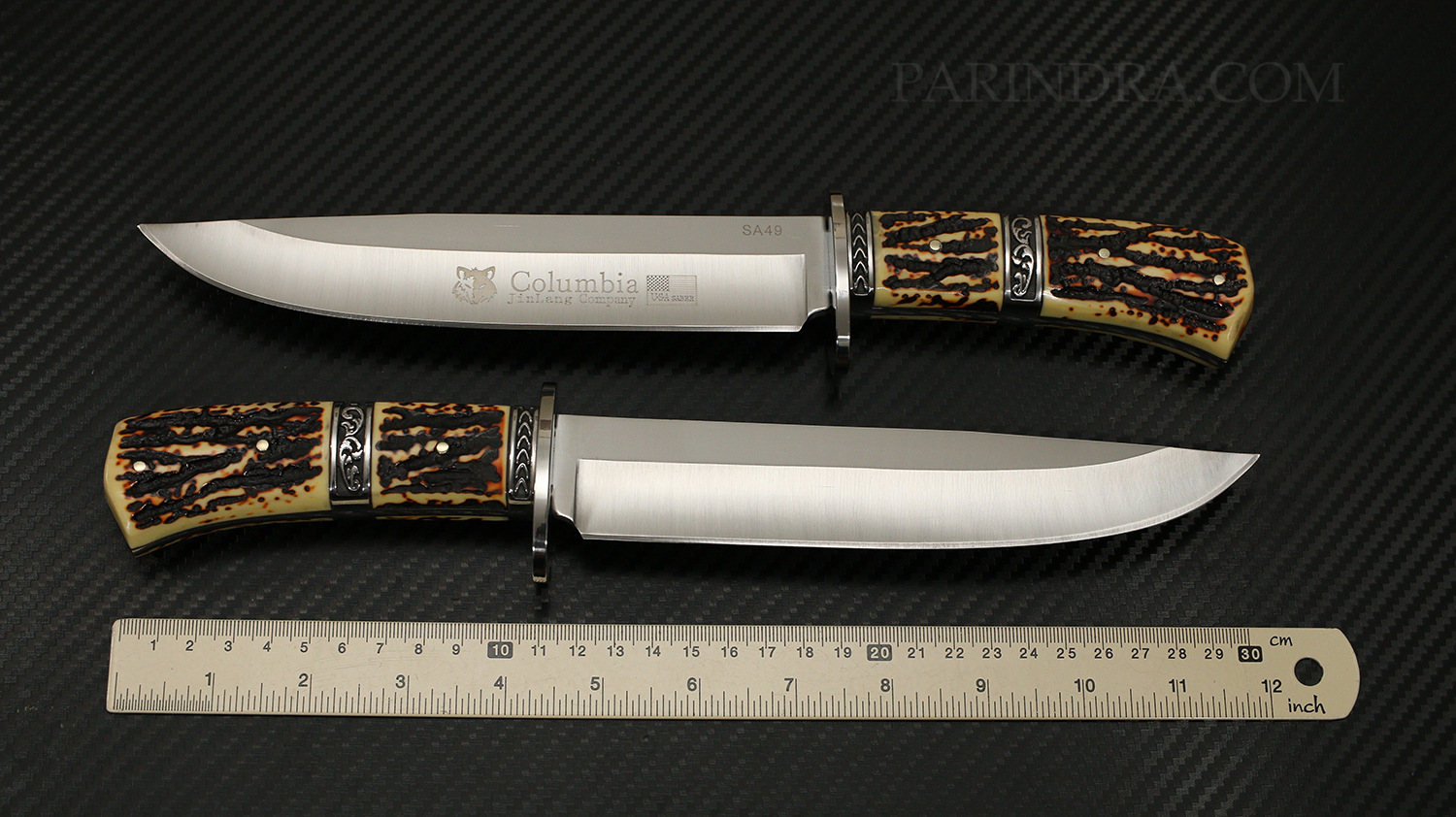 มีดเดินป่า COLUMBIA รุ่น SA49 ด้ามอะคริลิก ลายเขากวาง ขนาด 12 นิ้ว