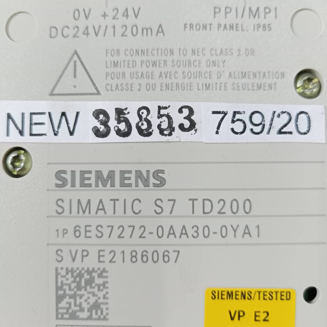 6ES7 272-0AA30-0YA1 HMI " SIEMENS "