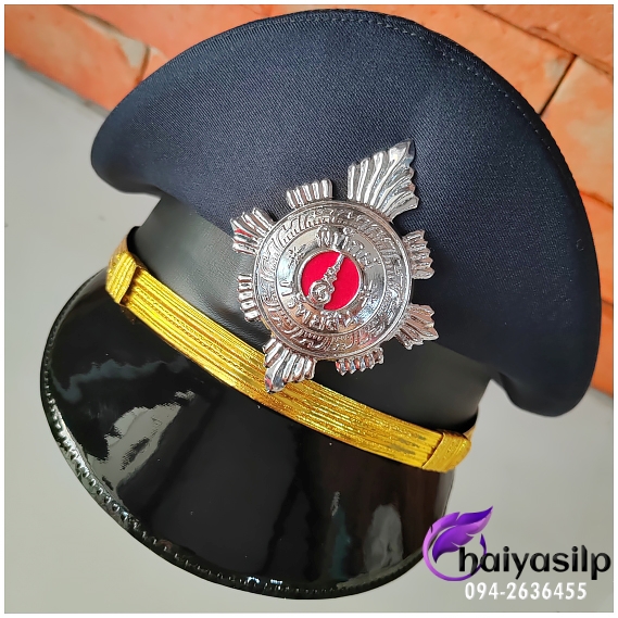 หมวกหม้อตาลรปภ. หมวกแก็ปรปภ.(รางเลื่อน) Security สีกรม สีดำ