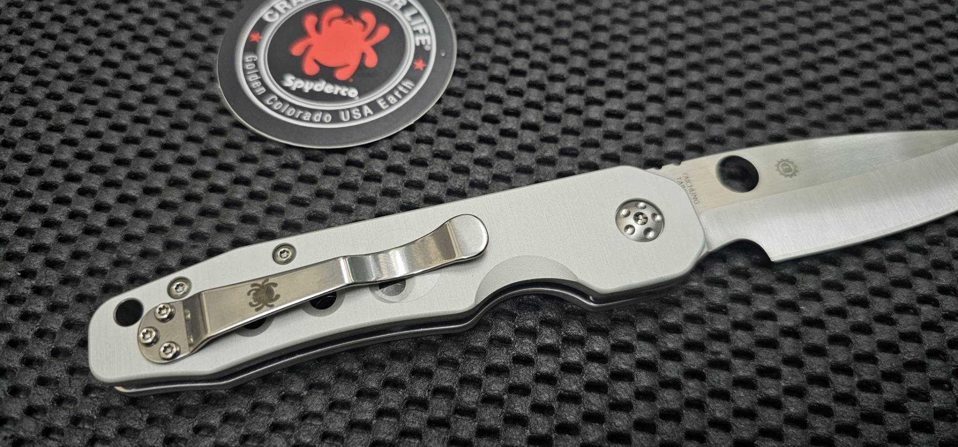 Spyderco Smock Compression Lock Knife Raw Aluminum (3.3" Satin Cru-Wear)